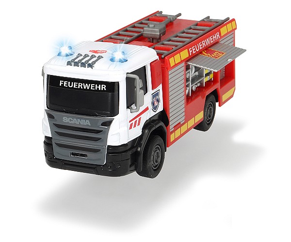 Пожарная машина Scania со светом и звуком, кабина die-cast, свободный ход, 17 см., 2 вида  